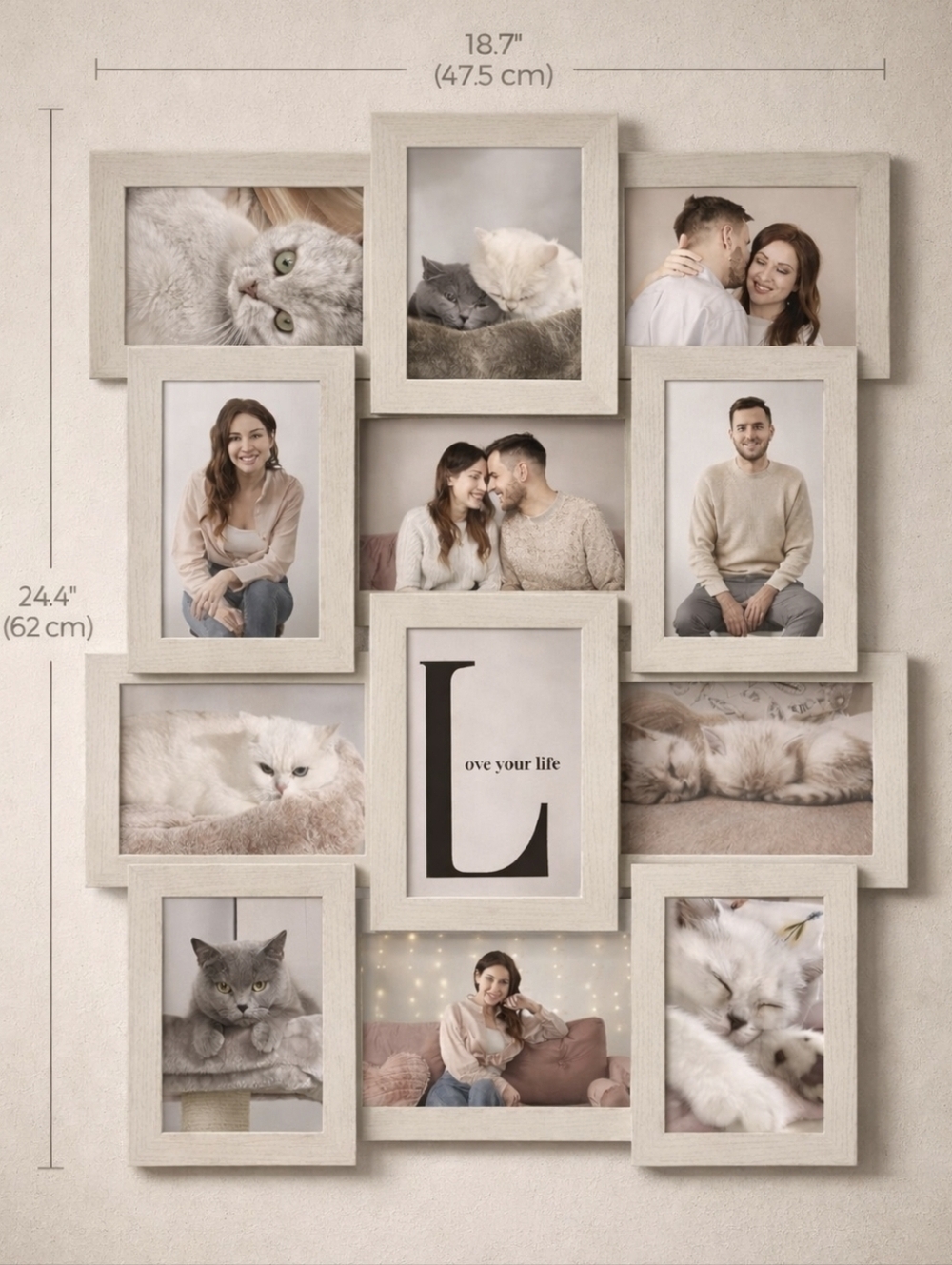 Set of 12 White Greige Collage Picture Frames - Size 4x6  - New